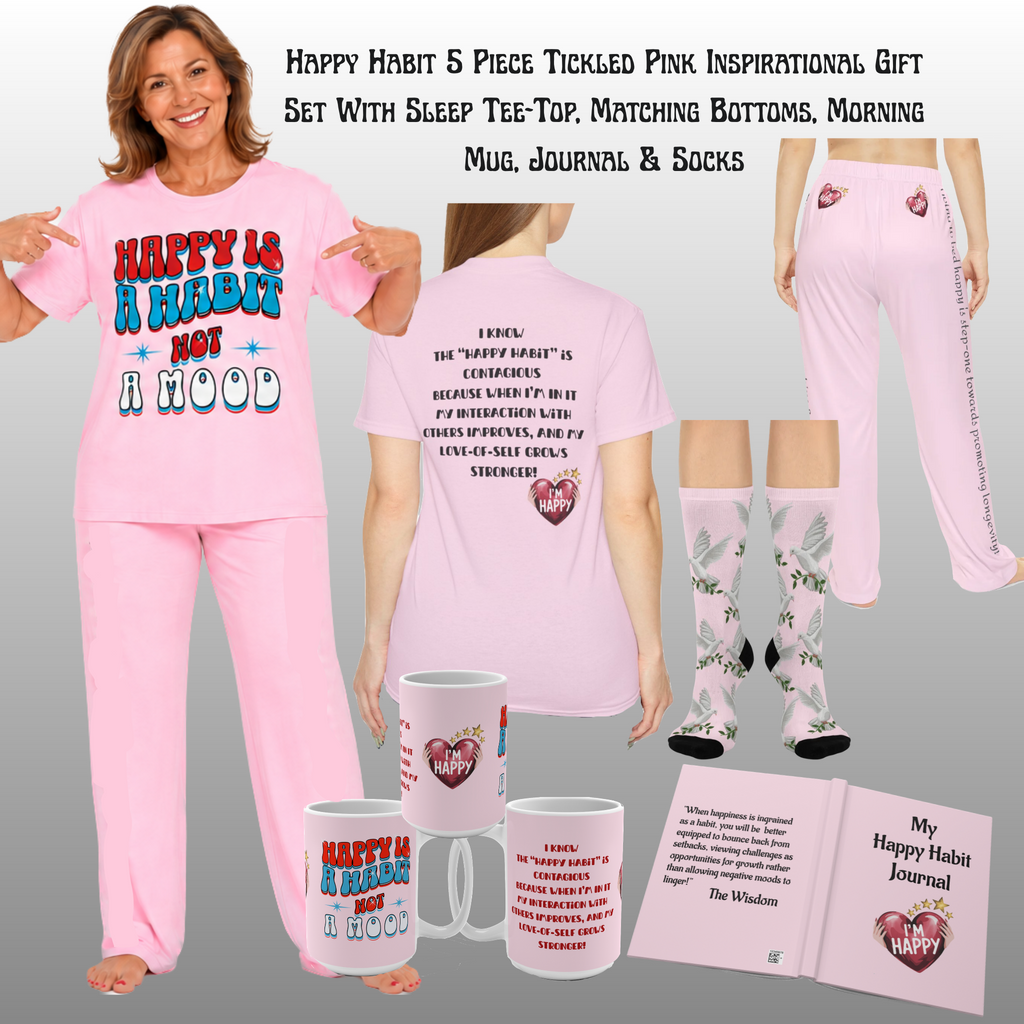 CC Blu's Tickled Pink Peace Socks, Cushioned Heel-&-Toe, Designed To Buy Separate & Mix-Match With Tickled Pink SleepTops & PJ Bottoms,