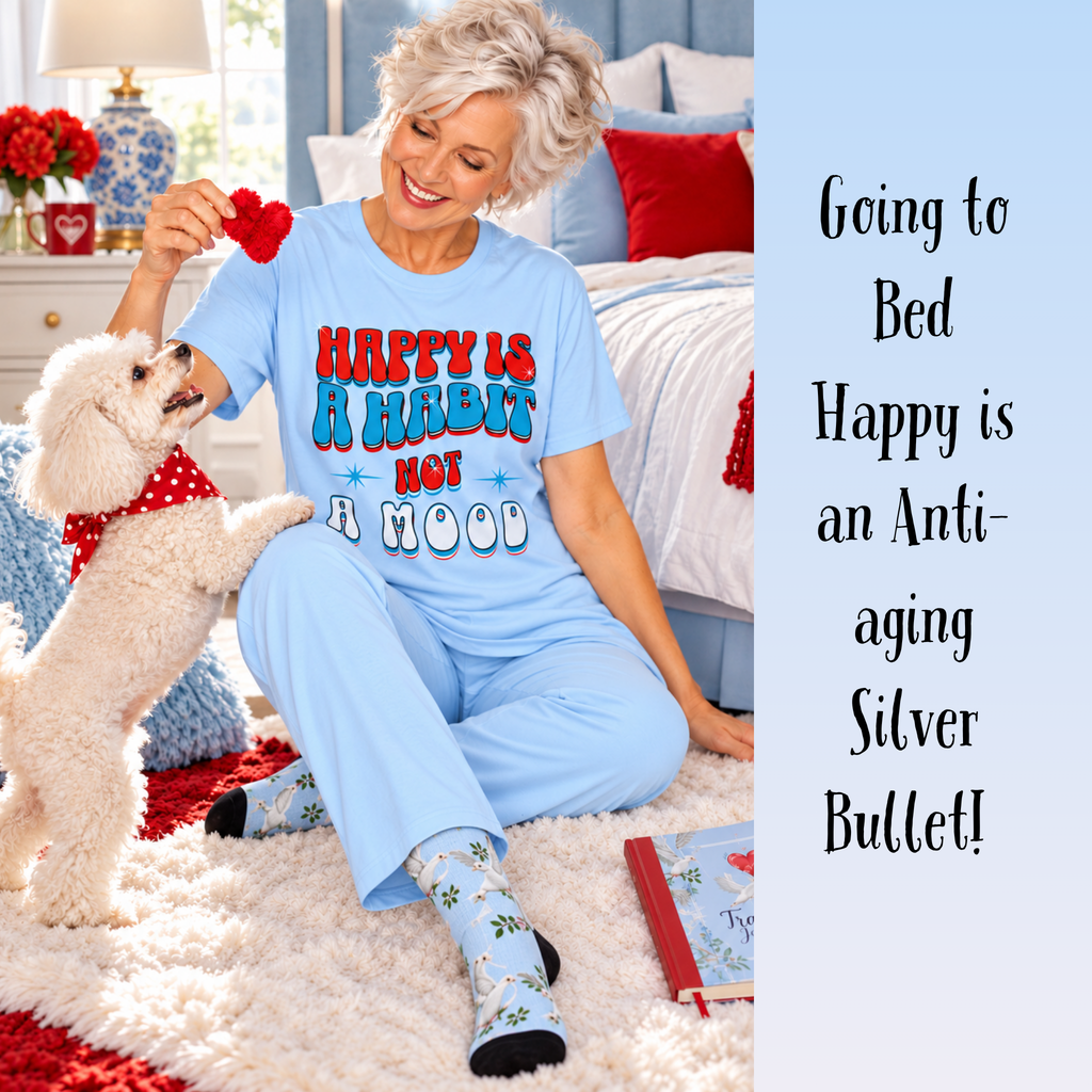 Inspirational Happy Habit 15oz Lite Blue Mug With-A-Message . Match It With CC Blu's SlumberWear Sleeper-Tee, PJ Bottoms, Soul-tracking Journal, & Socks.