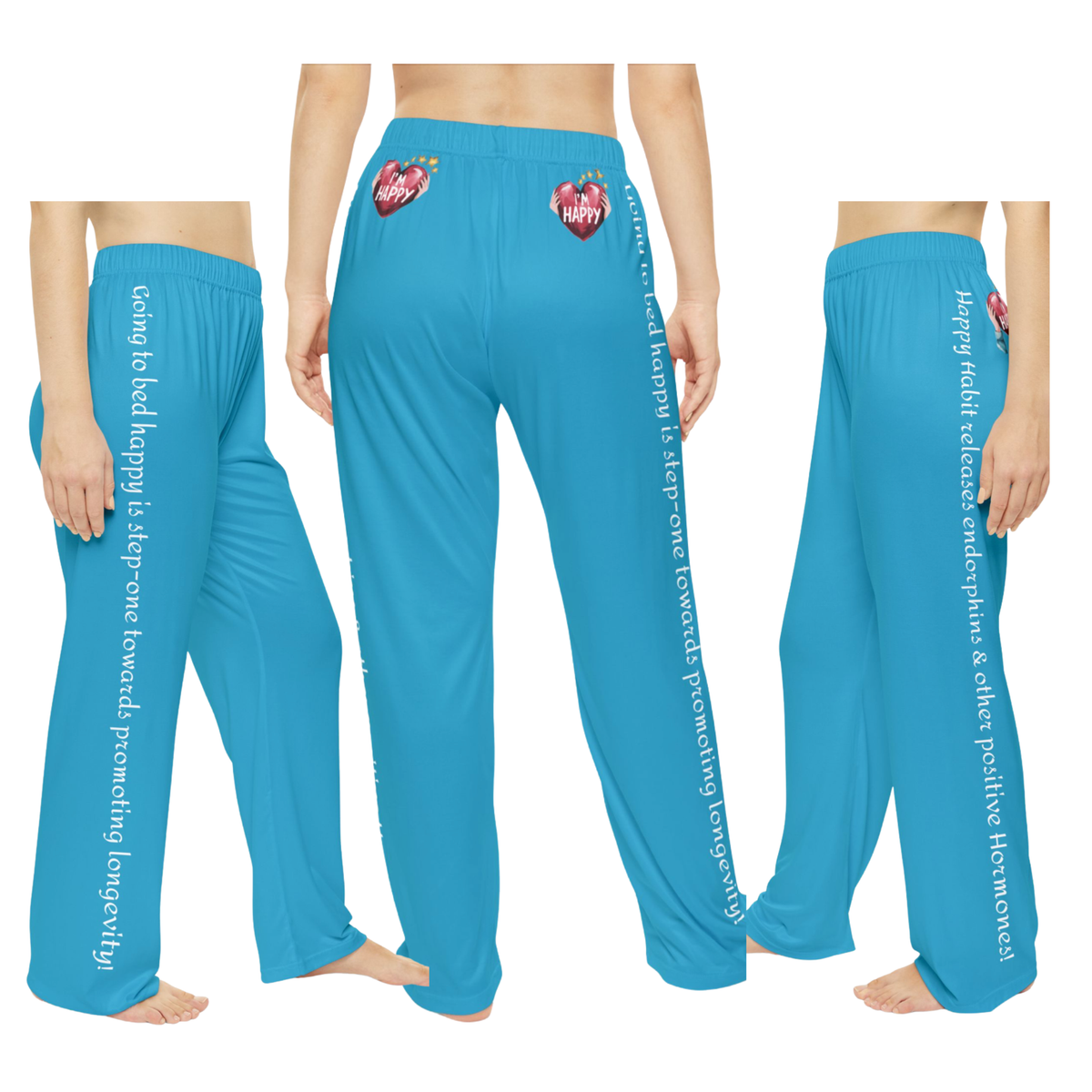 Women's Happy Habit Teal Pajama Bottoms With A-Message! Mix & Match With CC Blu's SlumberWear T-Shirt Top & Socks