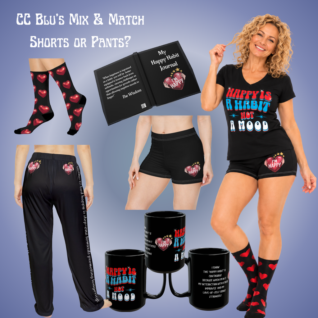 CC Blu's Happy Habit Black Life-Tracking Hardcover Journal. Buy It With CC Blu's Matching Inspirational 15oz Morning Mug With-A-Message & Women's Gift Sets!