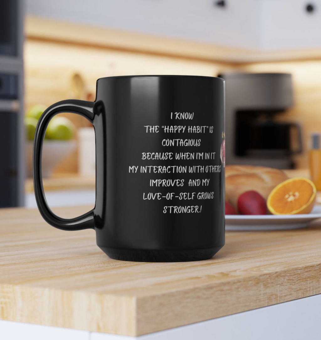 CC Blu's Happy Habit Black Life-Tracking Hardcover Journal. Buy It With CC Blu's Matching Inspirational 15oz Morning Mug With-A-Message & Women's Gift Sets!