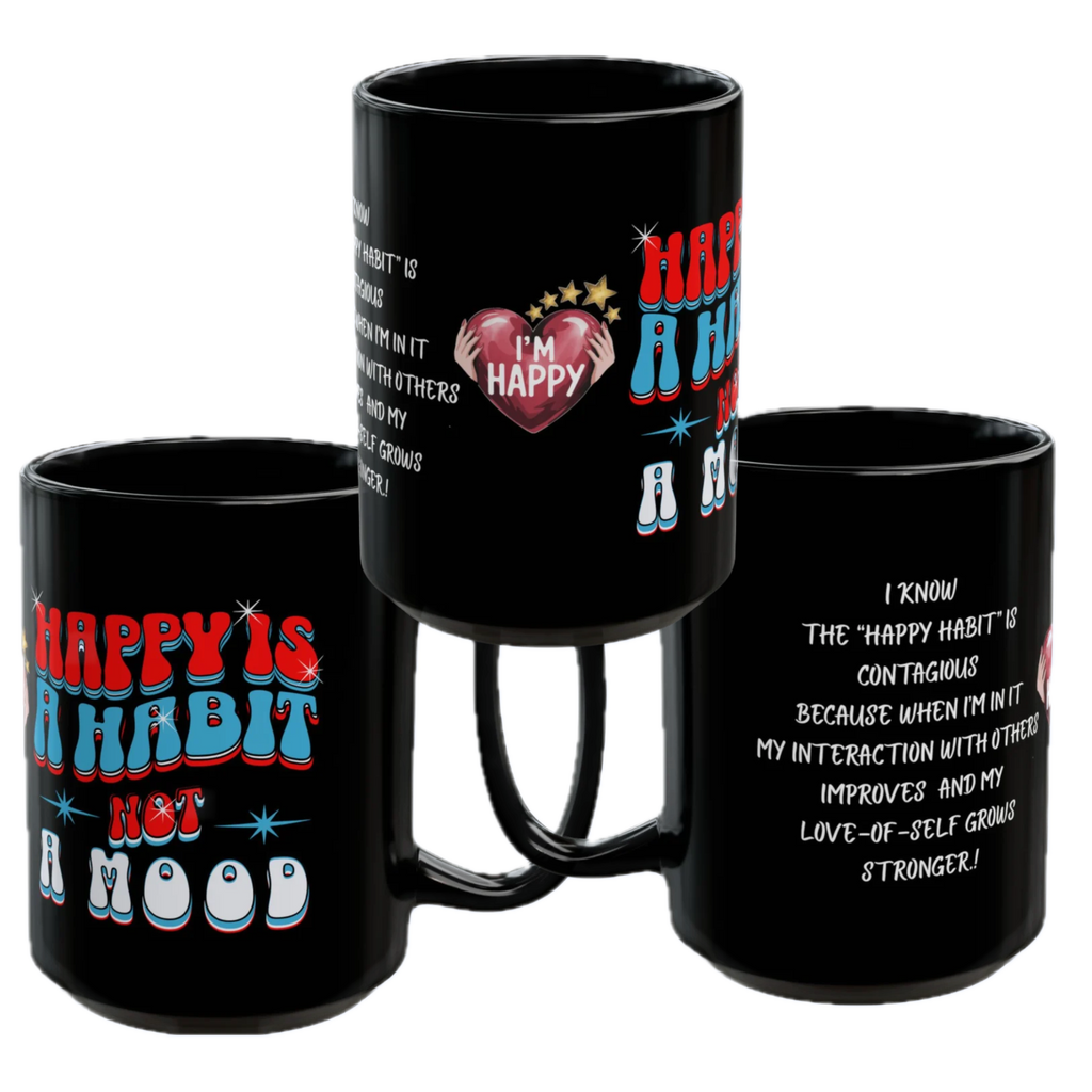 CC Blu's Happy Habit Black Life-Tracking Hardcover Journal. Buy It With CC Blu's Matching Inspirational 15oz Morning Mug With-A-Message & Women's Gift Sets!