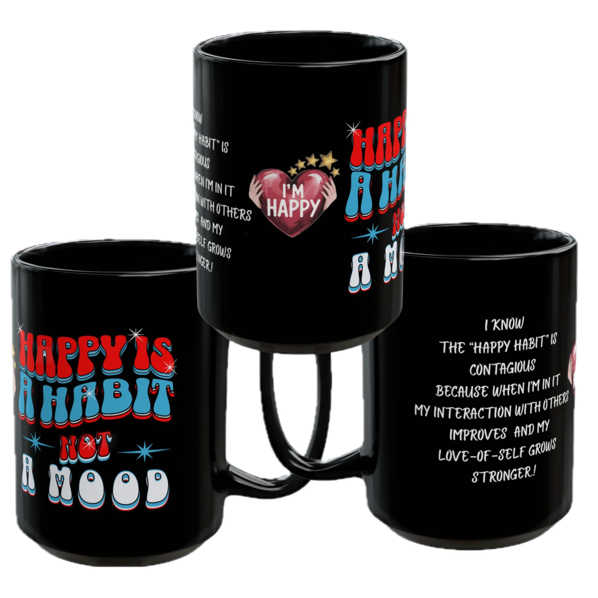CC Blu's Happy Habit Black Life-Tracking Hardcover Journal. Buy It With CC Blu's Matching Inspirational 15oz Morning Mug With-A-Message & Women's Gift Sets!