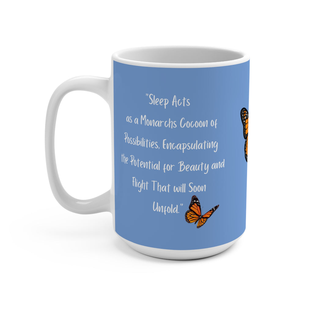 Stunning 15oz Carolina Blue Monarch Coffee Mug With-A-Message to Start Your Day Flying! Match With Custom Journal to Chart Your Course!