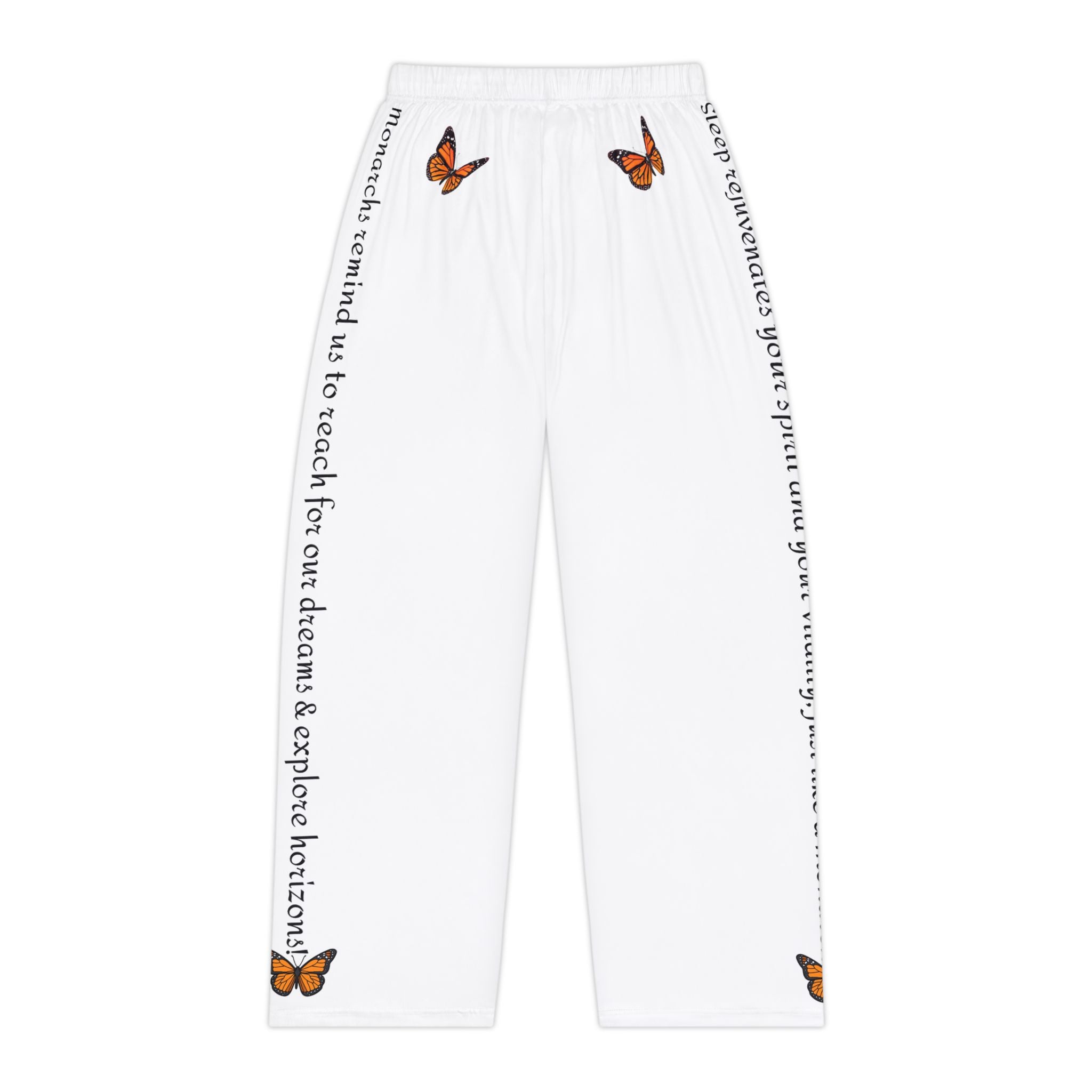 Women's Inspirational Monarch Miracle White Pajama Pants With-A-Message!