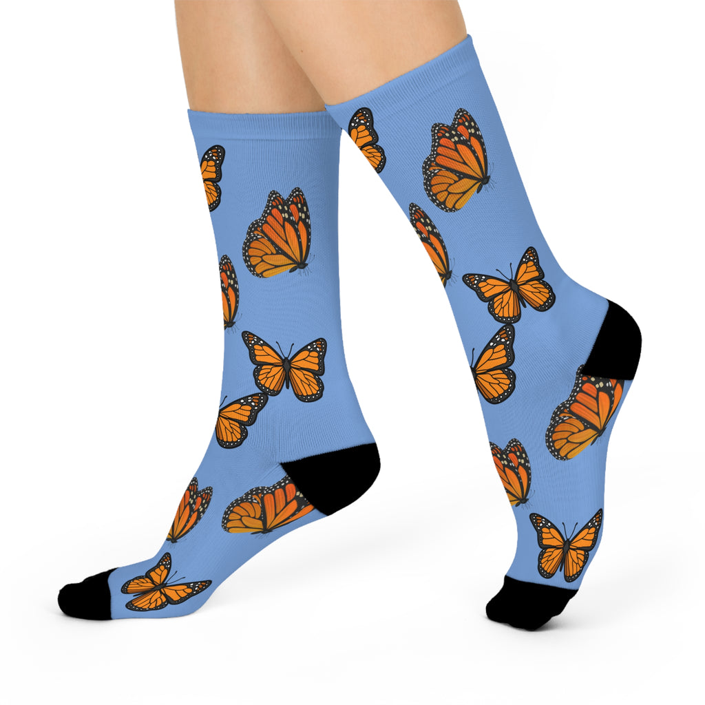 Monarch Miracle Inspirational Carolina Blue Cushioned Heel-&-Toe Stretch Socks. Mix & Match With CC Blu Gift Sets.