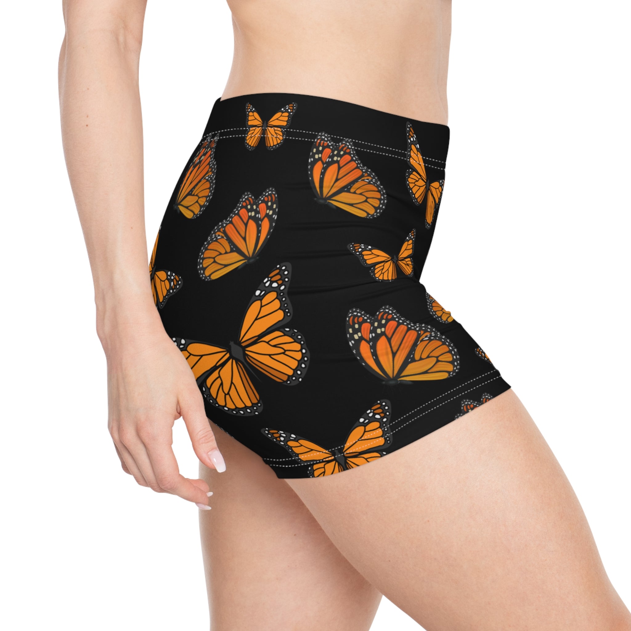Women's Monarch Miracle  Black "Little-Boy Butterfly Shorts", Designed to Match CC Blu's Black Racerback Sleeper-Tank & Socks!