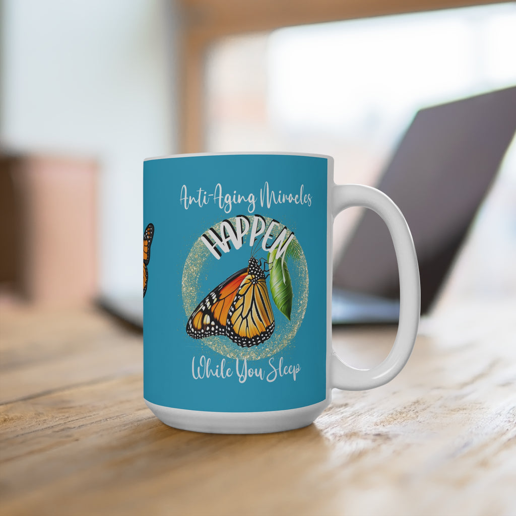 15oz Monarch Miracle Tantalizing Teal Coffee Mug With-A-Message, Butterfly Designed to Match CC Blu's Monarch Gift Sets.