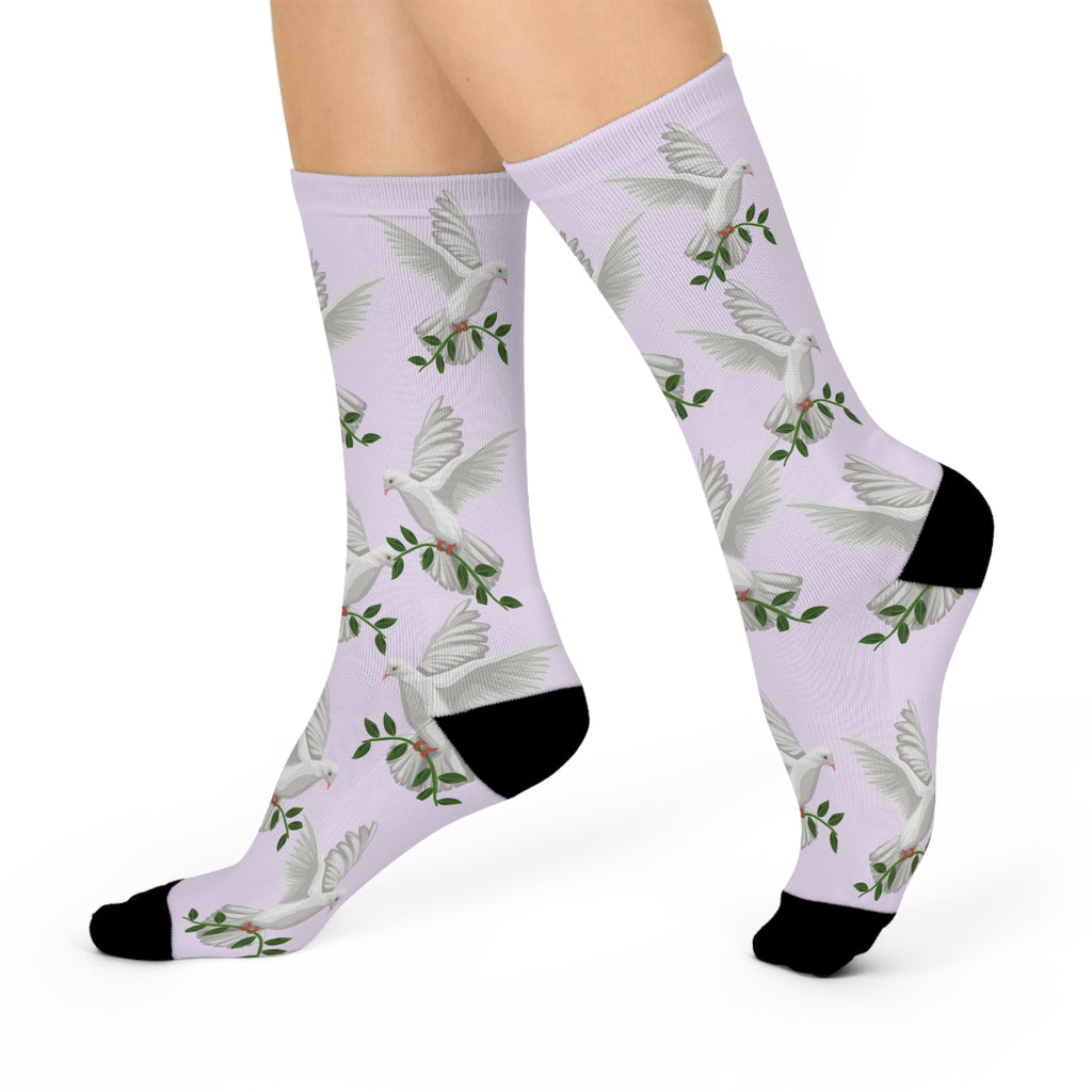 God's GPS Cushioned Designer Shades Of Lilac, Dove-of-Peace Super Socks! Match With CC Blu GPS Collection.