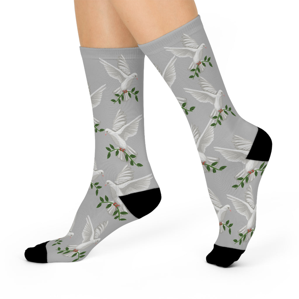 GPS: God's Positioning System Gifted Grey Peace Socks, Cushioned Heel-&-Toe Made To Mix & Match CC Blu's Sleep-Tops & Panties.