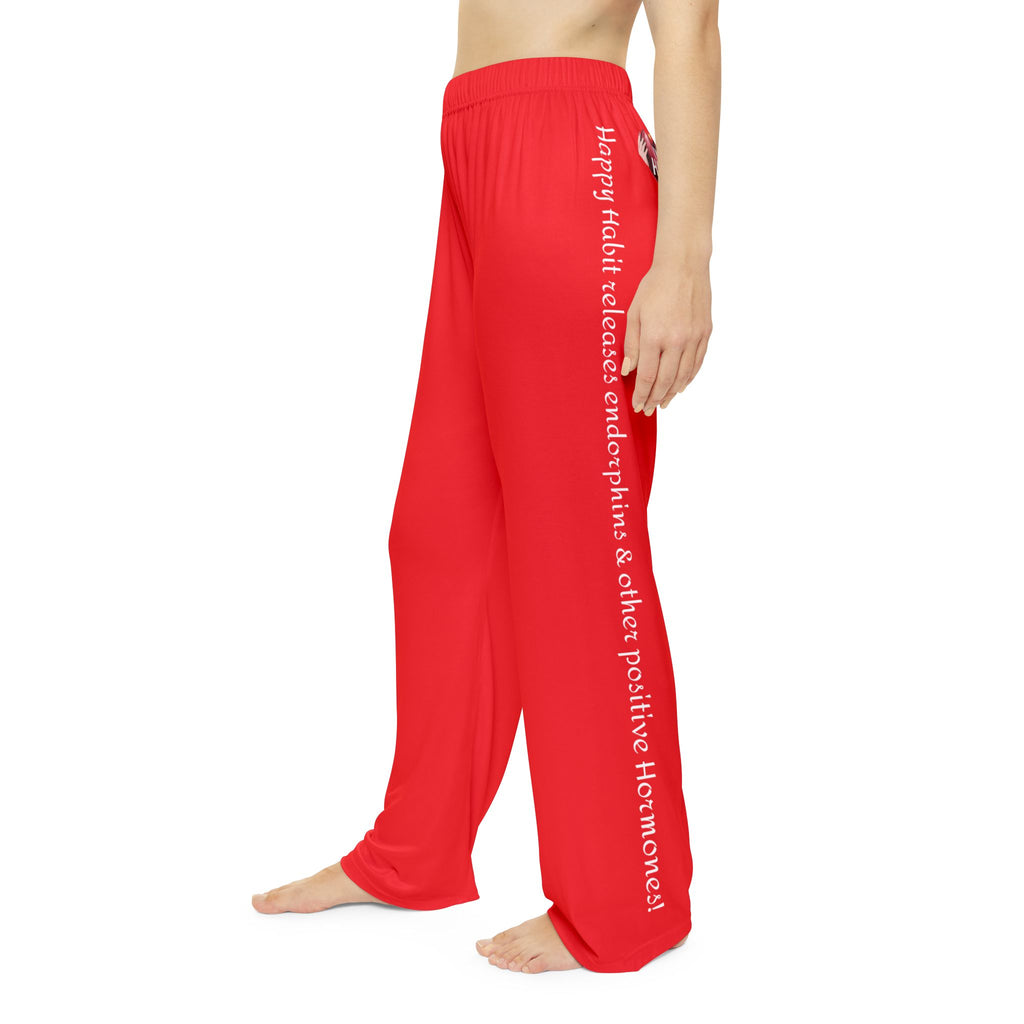 The Happy Habit Woman's Bright  Red Pajama Bottoms With-A-Message. Mix & Match (see Images) With CC Blu SlumberWear Happy Habit Sleep-Shirt, Socks & Mug.