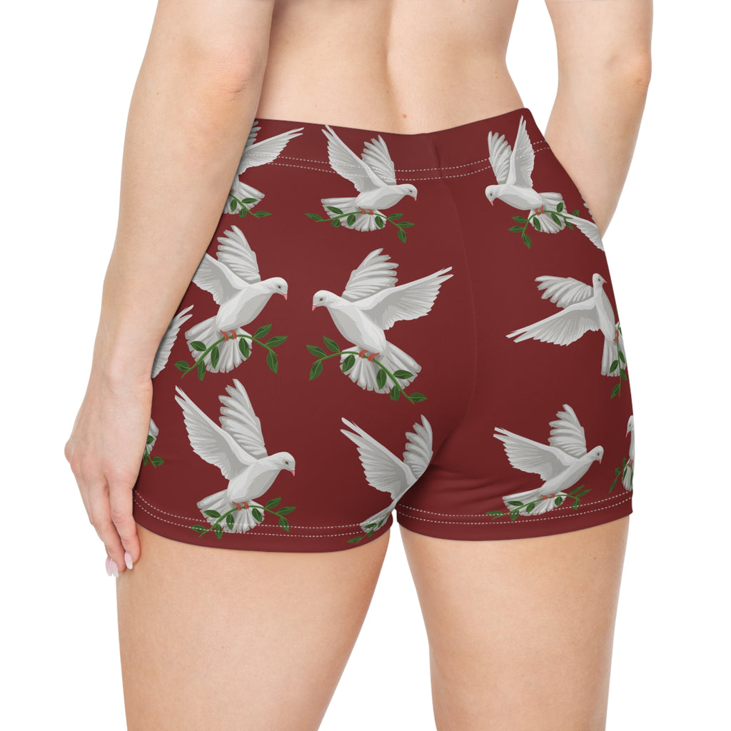 Women's GPS Cardinal Red Dove of Peace, Little-Boy Sleep-Shorts Match CC Blu's SlumberWear-T Dress & Socks Gift Set.