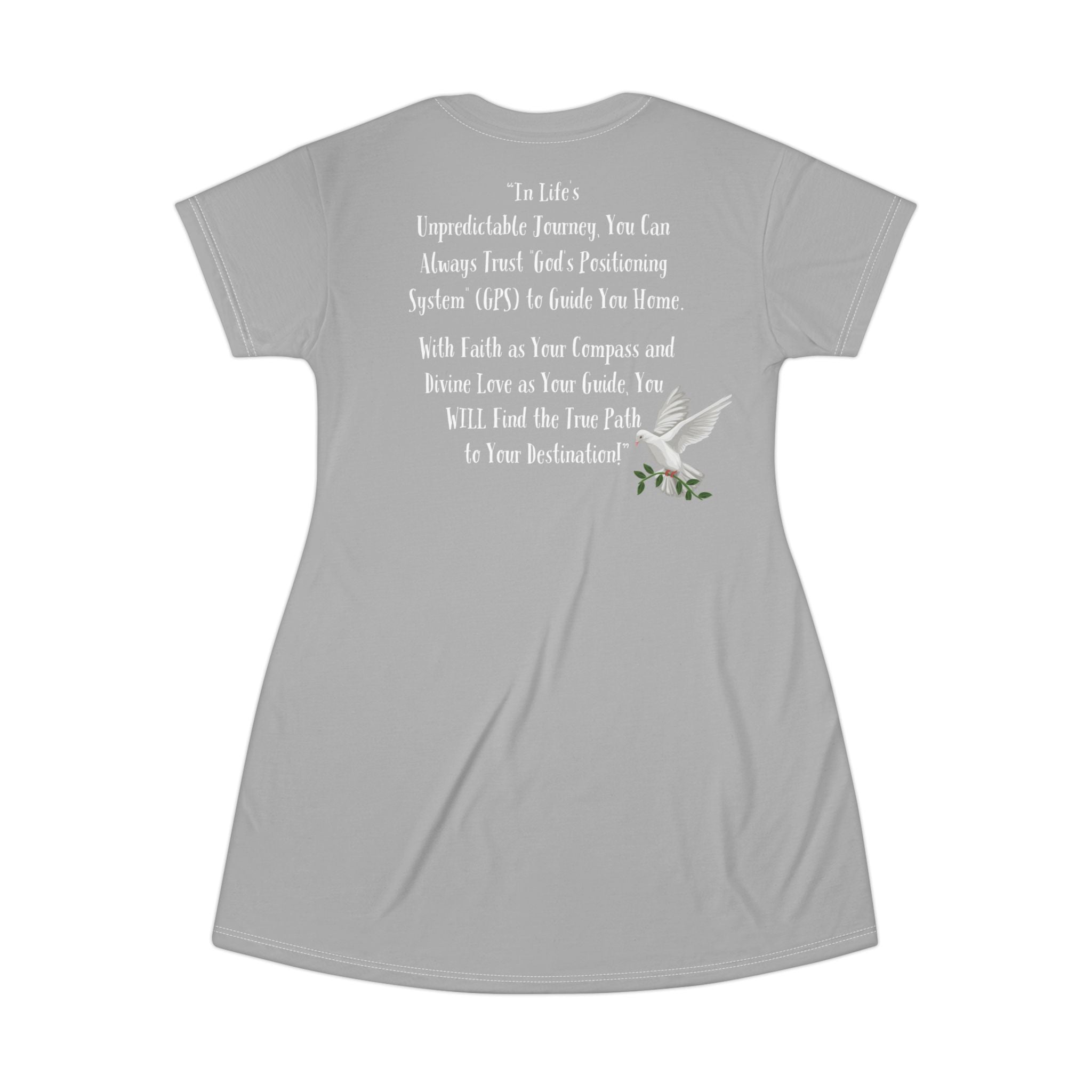 GPS God's Positioning System Gifted Grey Sleeper T-Dress With-A-Message. Match With CC Blu SlumberWear Undies & Socks.
