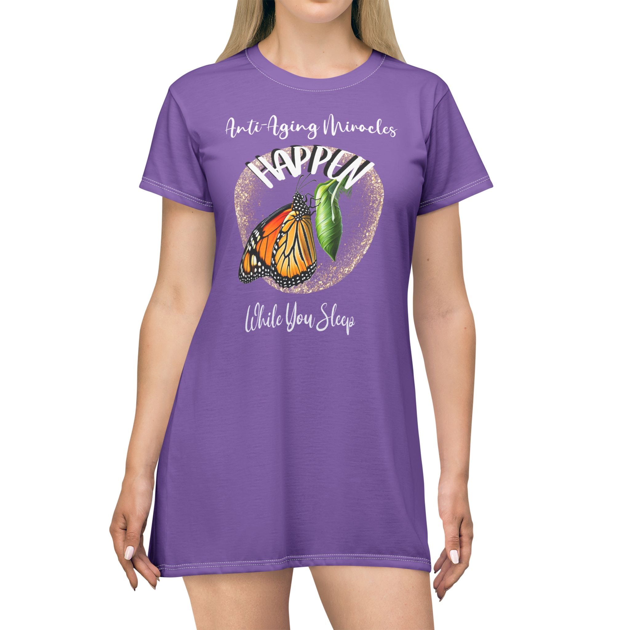 Women's Monarch Miracle Inspirational Passionate Purple Sleep Shirt T-Dress With-A-Message! Add CC Blu's Matching SlumberWear Undies & Socks!