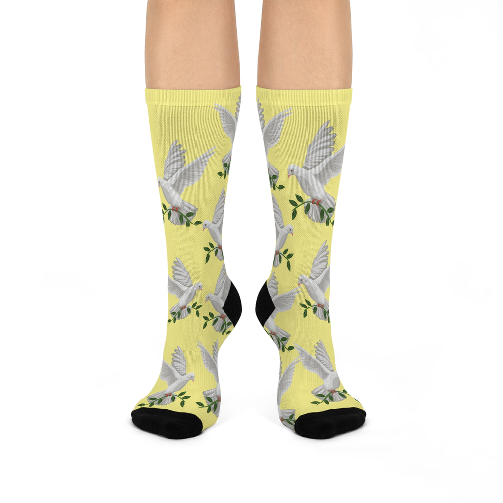 CC Blu Yahoo Yellow Peace Socks, Designed To Buy Separate & Mix-Match With Yahoo Yellow Happy Habit SleepTops & PJ Bottoms,