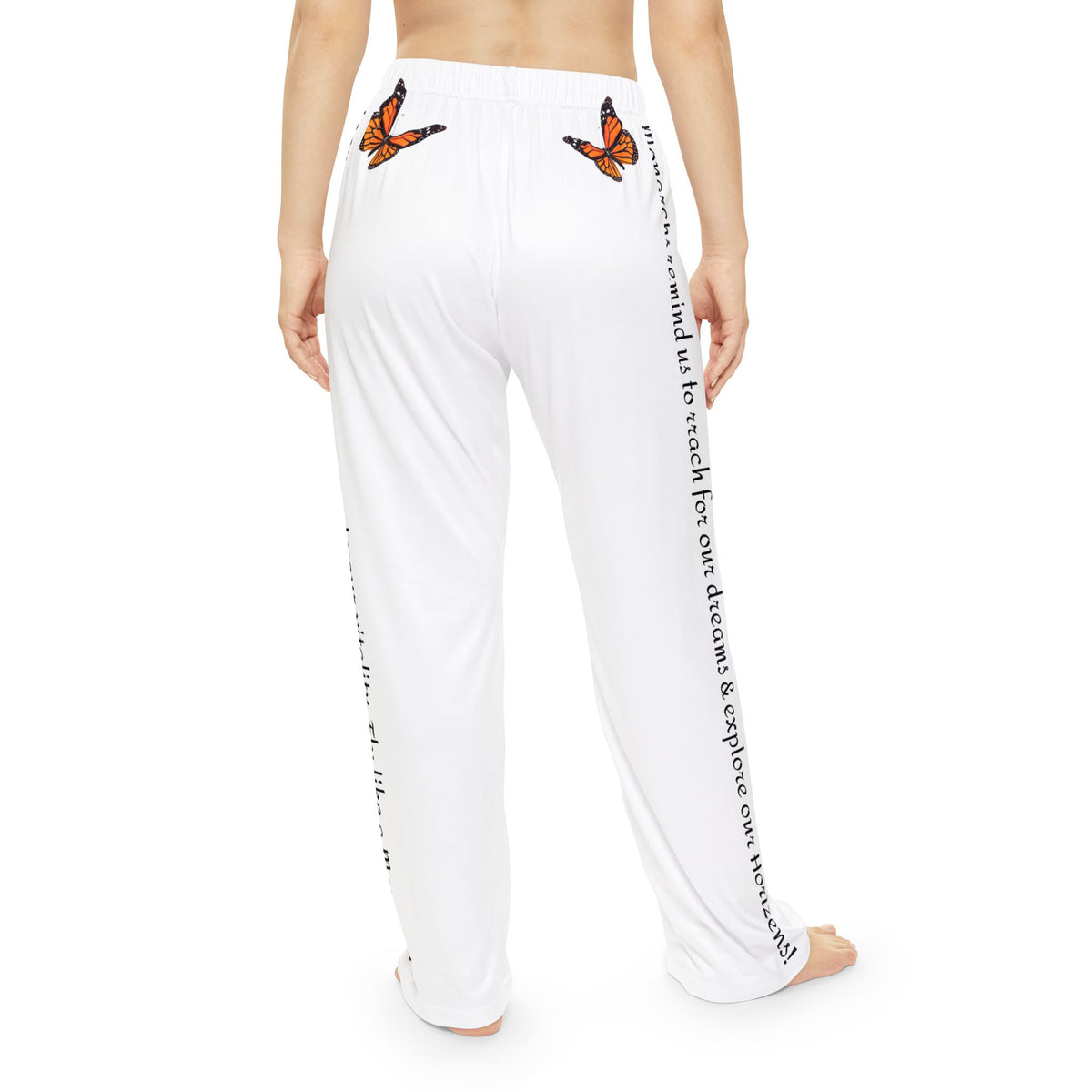 Women's Monarch Miracle Winter White Pajama Pants  With-A-Message. Mix & Match With all CC Blu Monarch Miracle SlumberWear.