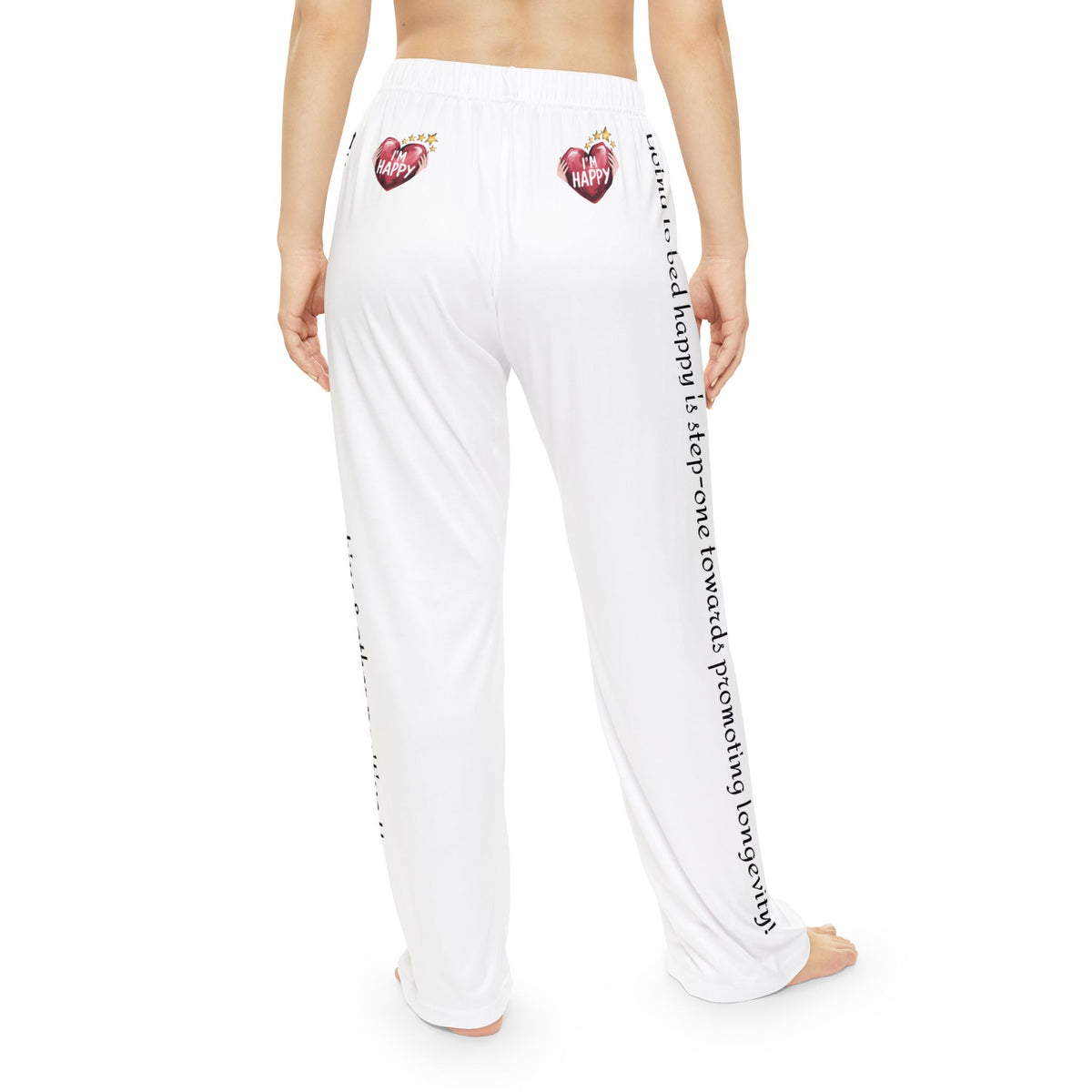 Women's White  Happy Habit Pajama Bottoms With An Inspirational Message! Mix & Match With CC Blu's PJ Sleeper, Socks & Mug!