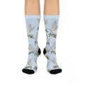 Inspirational Lite Blue "Dove-of-Peace" Socks", Cushioned Heel-and-Toe, Designed To Match CC Blu's SlumberWear Sleep-Tops & PJ Bottoms.