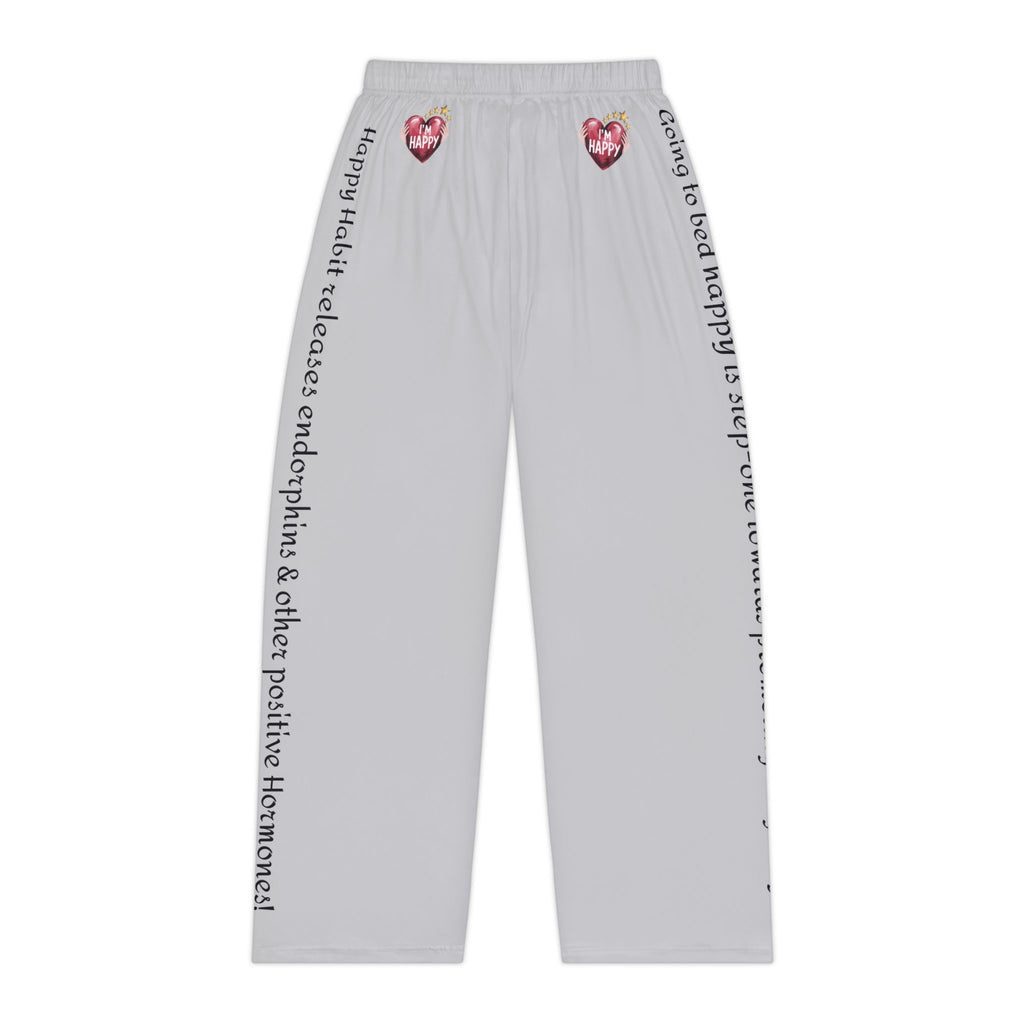 Women's Grey Pajama Bottoms With Happy Habit Inspirational Message! Mix & Match CC Blu's PJ SleepTop, Mug & Socks