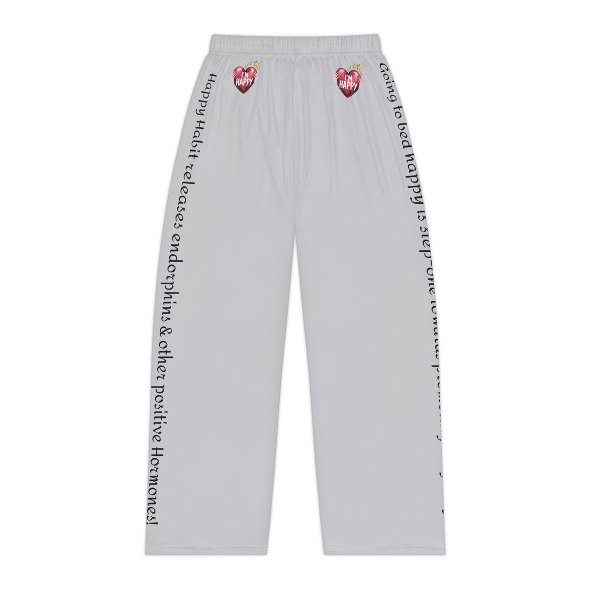 Women's Grey Pajama Bottoms With Happy Habit Inspirational Message! Mix & Match CC Blu's PJ SleepTop, Mug & Socks