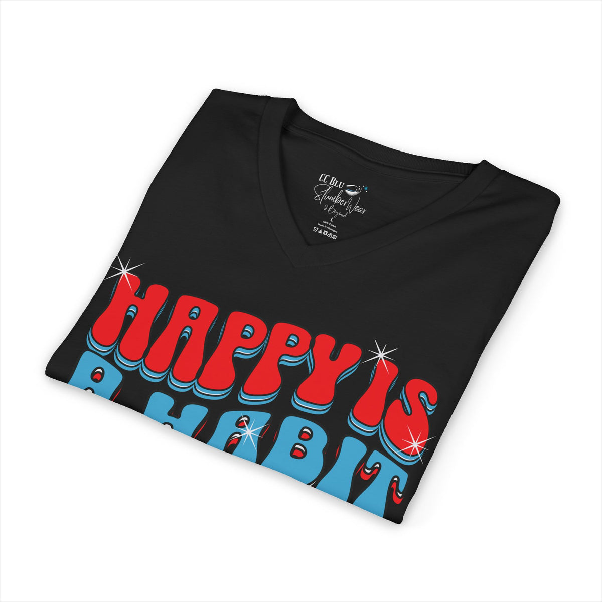 Women's Black V-Neck SlumberWear Tee Brings A  Positive Mindset Beyond The Bedroom To Mix-&-Match CC Blu's Happy Habit Collection.