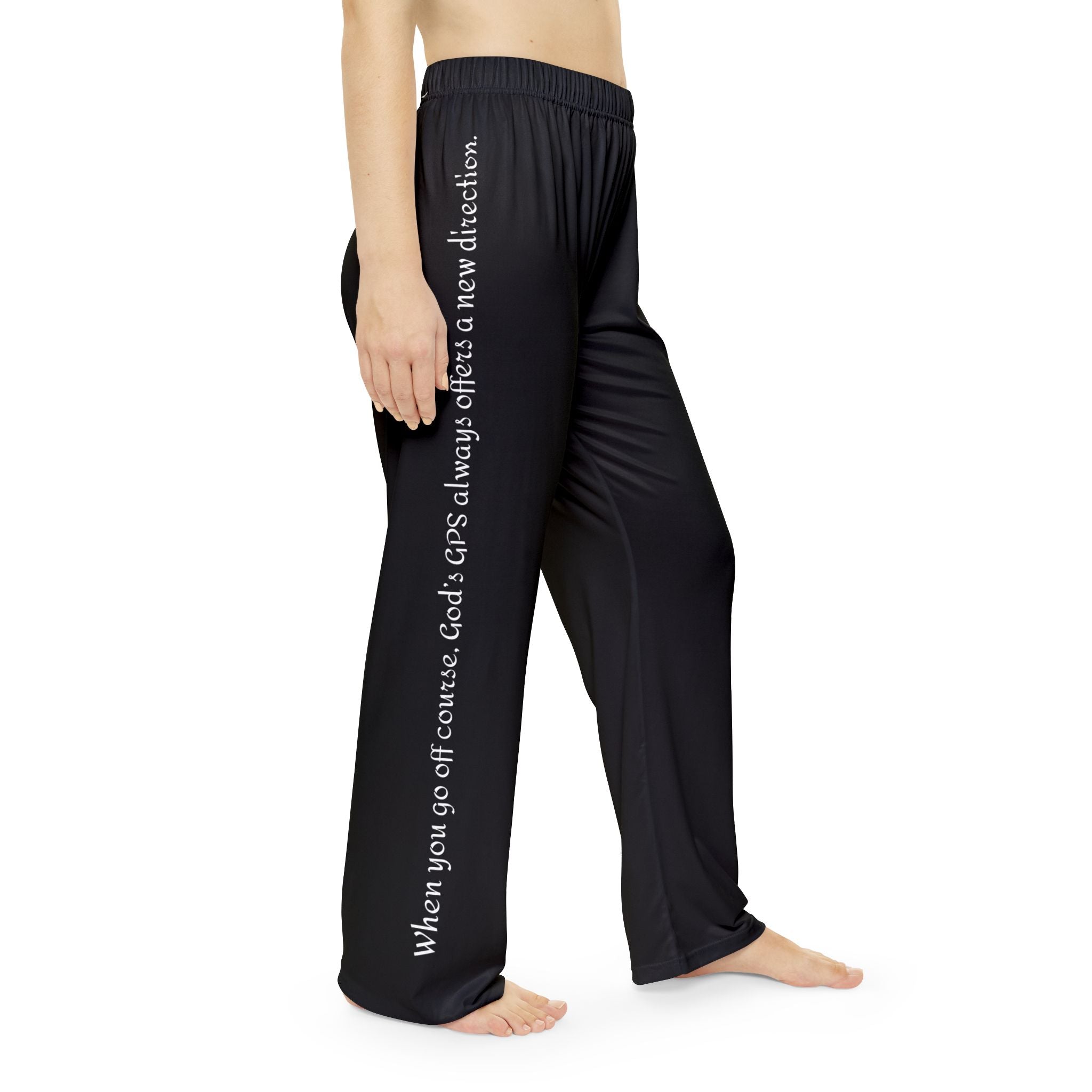 Gods Positioning System Black "GPS" PJ  Bottoms with Driving Directions on Each Leg Are A  Perfect match for CC Blu's Hooded Sleep-top
