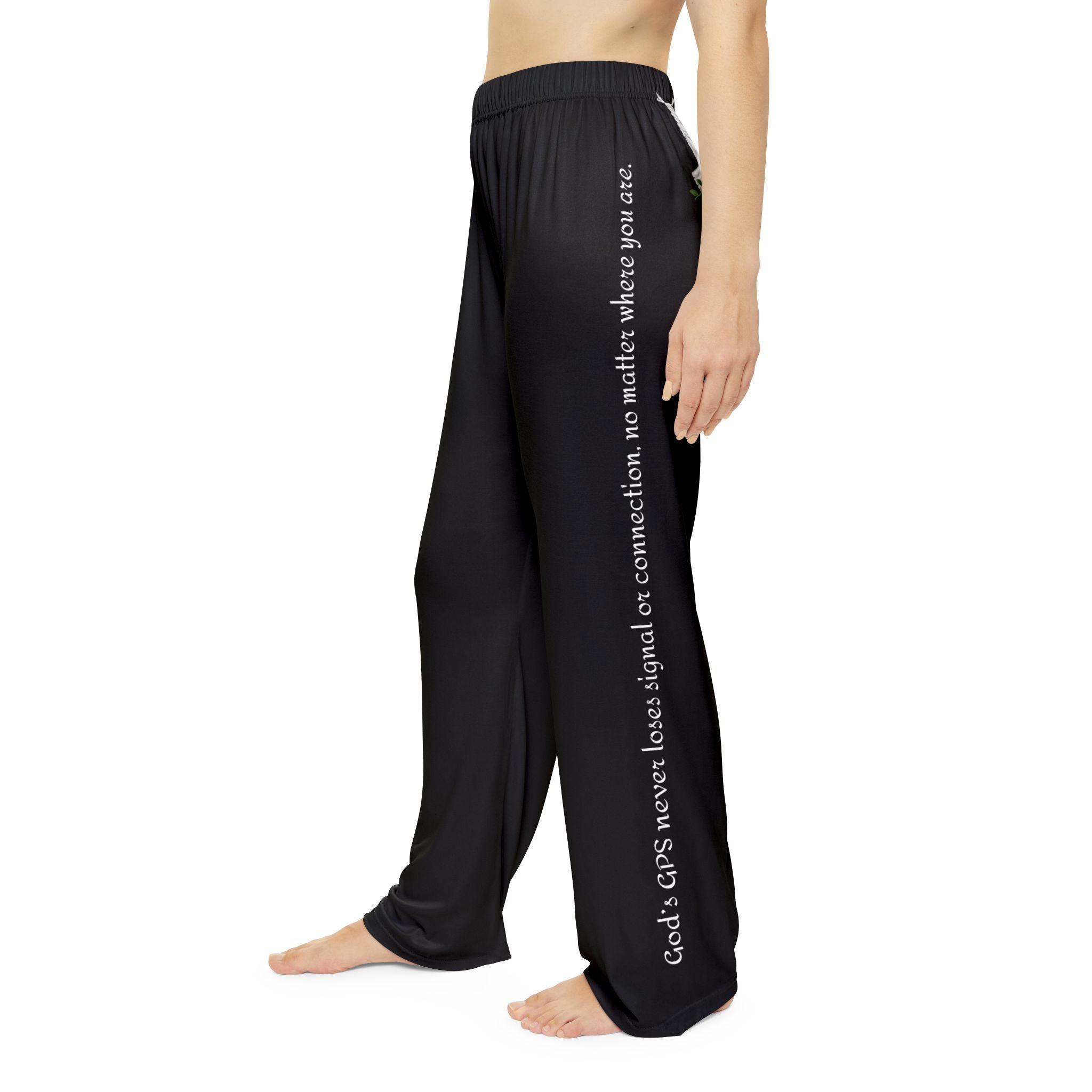 Gods Positioning System Black "GPS" PJ  Bottoms with Driving Directions on Each Leg Are A  Perfect match for CC Blu's Hooded Sleep-top