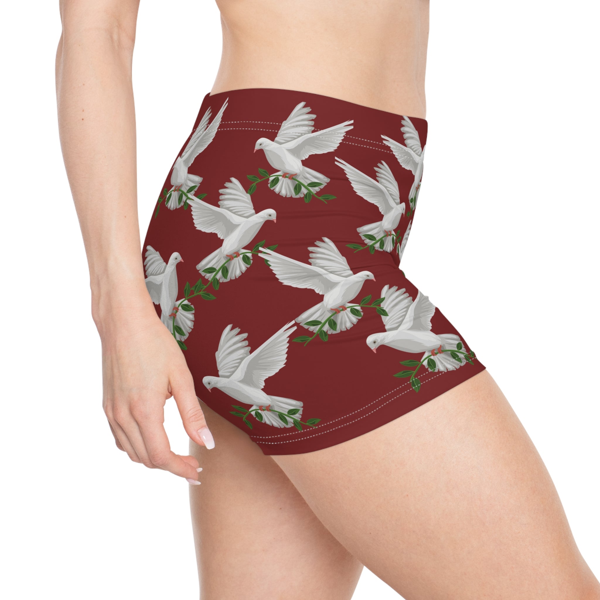 Women's GPS Cardinal Red Dove of Peace, Little-Boy Sleep-Shorts Match CC Blu's SlumberWear-T Dress & Socks Gift Set.