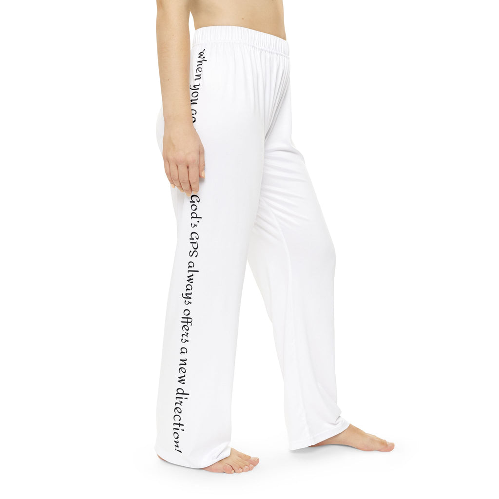 GPS White Peace Dove Pajama Bottoms With God's Driving Directions (Down The Sides) To Keep You Safe At Night!