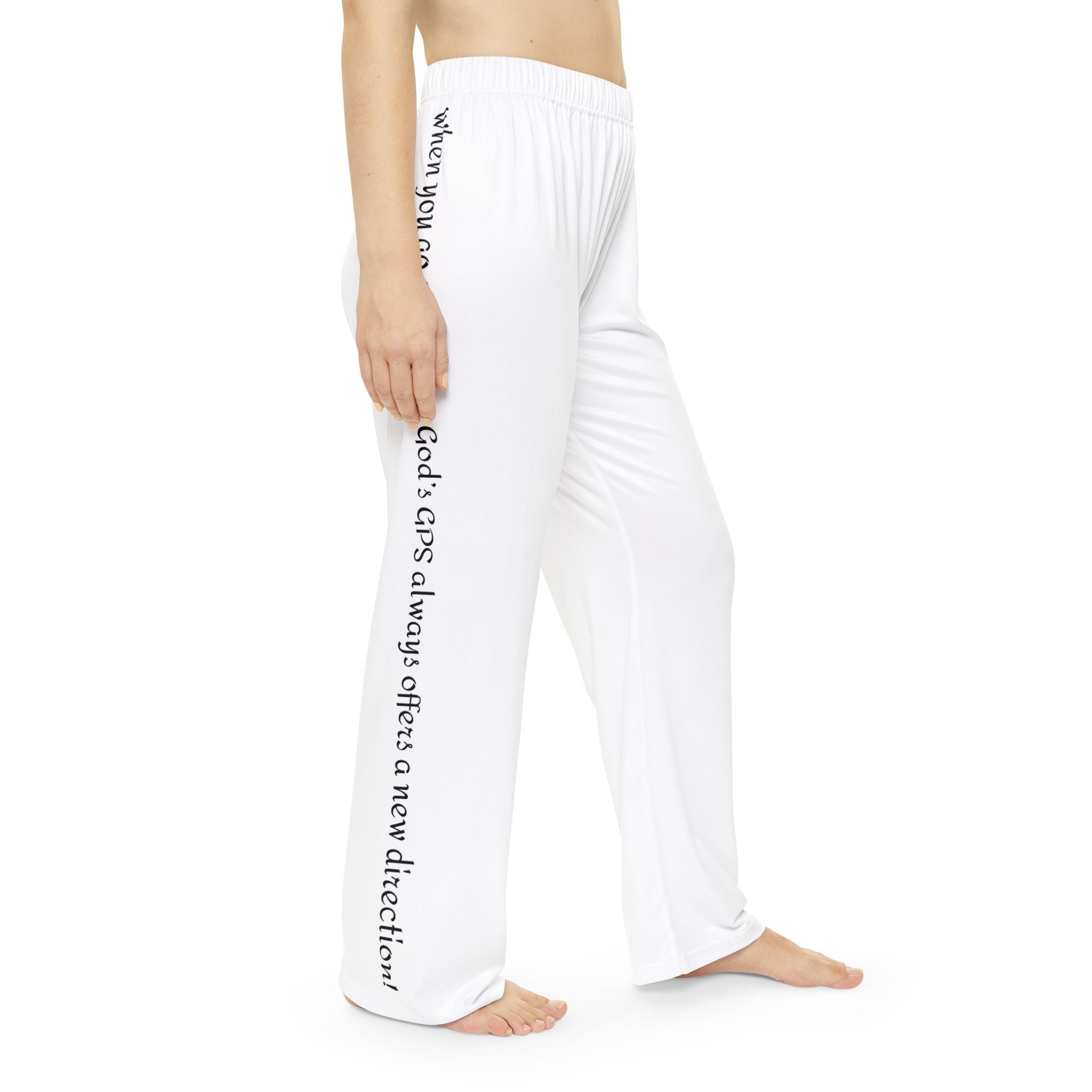 GPS White Peace Dove Pajama Bottoms With God's Driving Directions (Down The Sides) To Keep You Safe At Night!