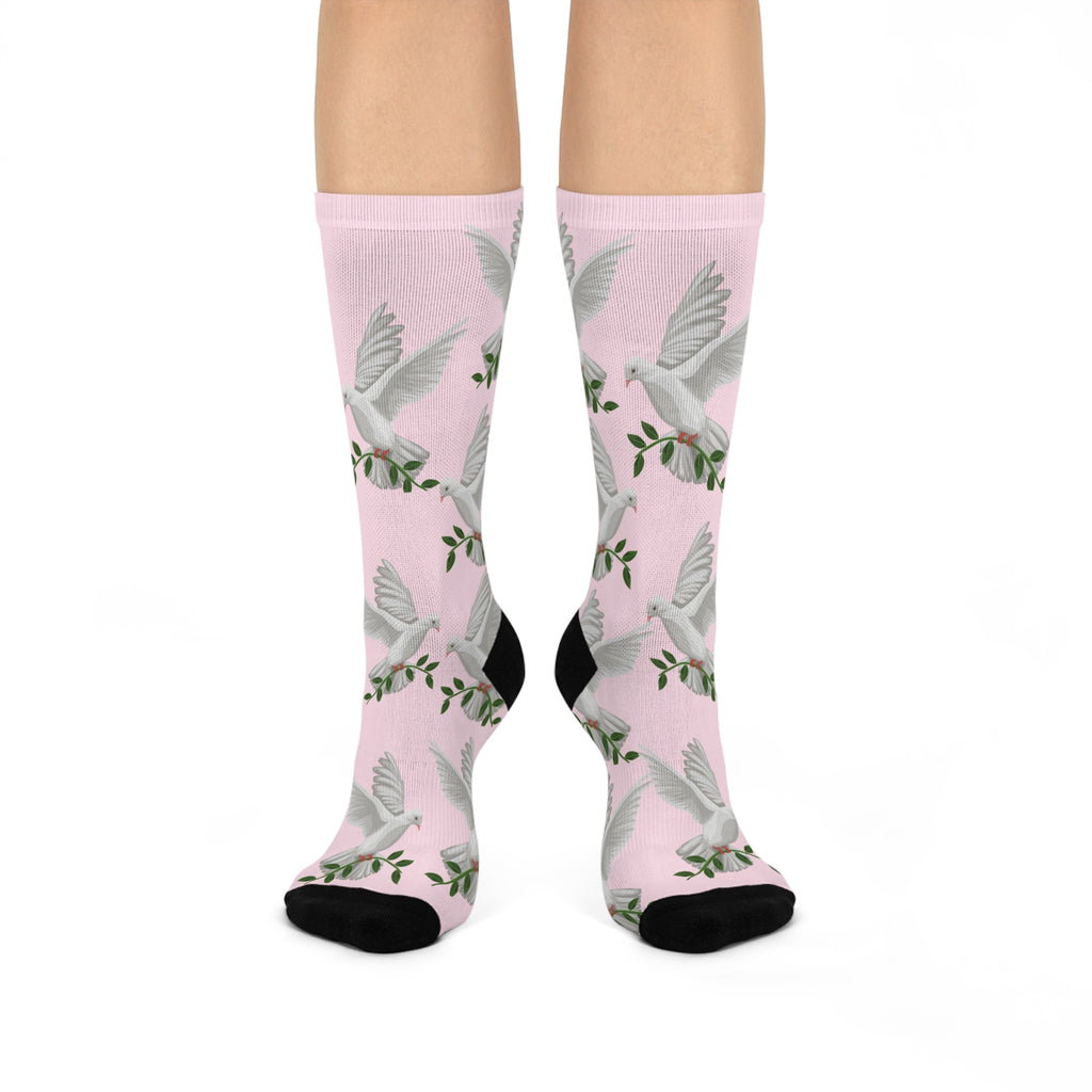 CC Blu's Tickled Pink Peace Socks, Cushioned Heel-&-Toe, Designed To Buy Separate & Mix-Match With Tickled Pink SleepTops & PJ Bottoms,