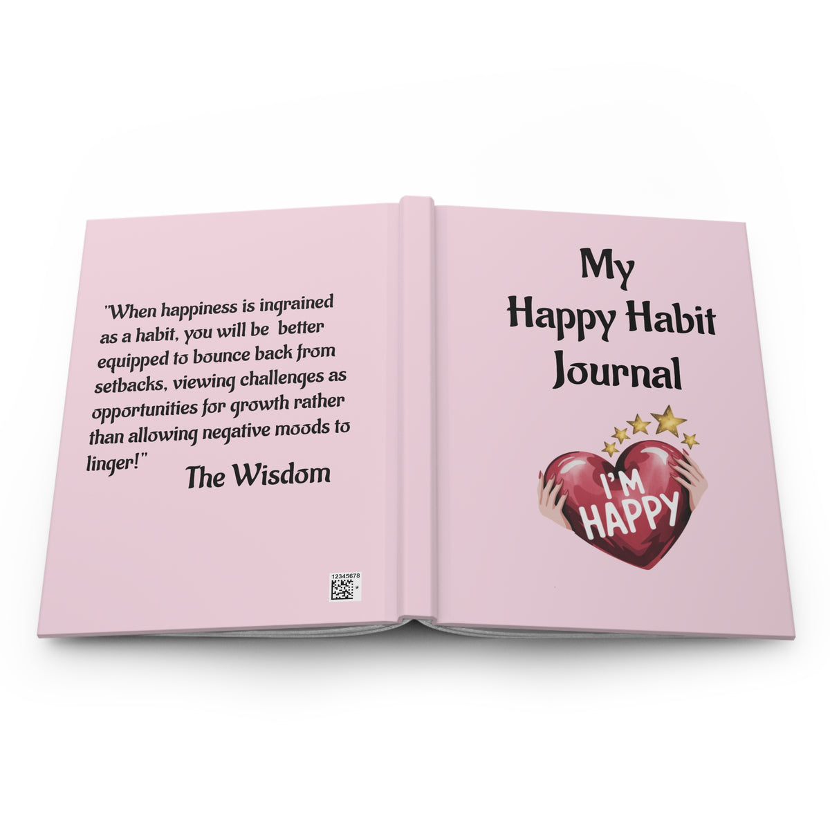 Happy Habit Pink, Life Tracking Hardcover Morning Journal. Match It With CC Blu's 15 oz Mug & Matching Gift Sets For Women!