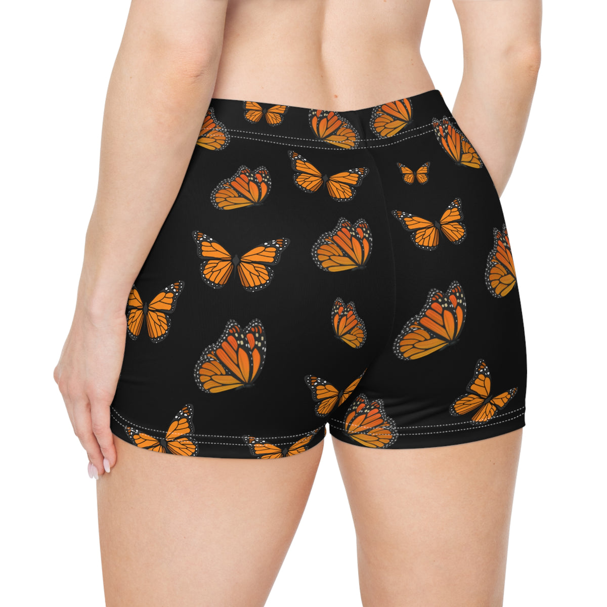 Women's Monarch Miracle  Black "Little-Boy" Butterfly Shorts,  Designed to Match CC Blu's Black Racerback Sleeper-Tank & Socks!